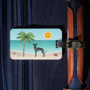 Black Italian Greyhound am Tropical Summer Beach Gepäckanhänger