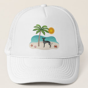 Black Italian Greyhound am Tropical Summer Beach Truckerkappe