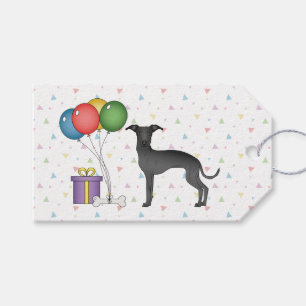 Black Italian Greyhound Cartoon Hund Happy Birthda Geschenkanhänger