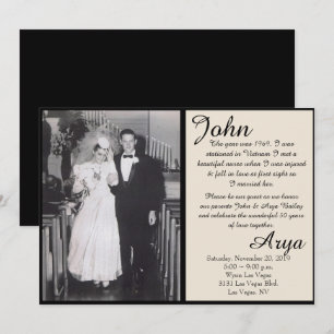Black & Ivory 50 Jahre Hochzeitsjubiläumseinladung Einladung