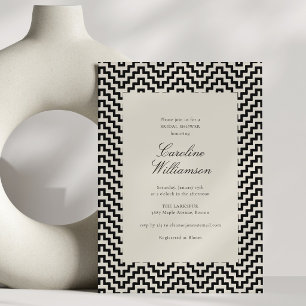 Black Ivory Art Deco Geometrische Brautparty  Einladung
