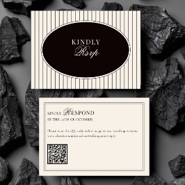 Black Ivory Classic Old Money QR Code Wedding RSVP Karte