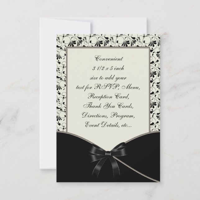 Black Ivory Cream Damask Wedding UAWG Einladung (Vorderseite)