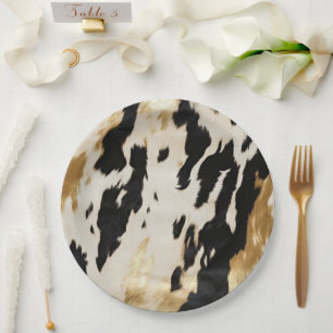 Black Ivory Gold Western Cowhide Pappteller