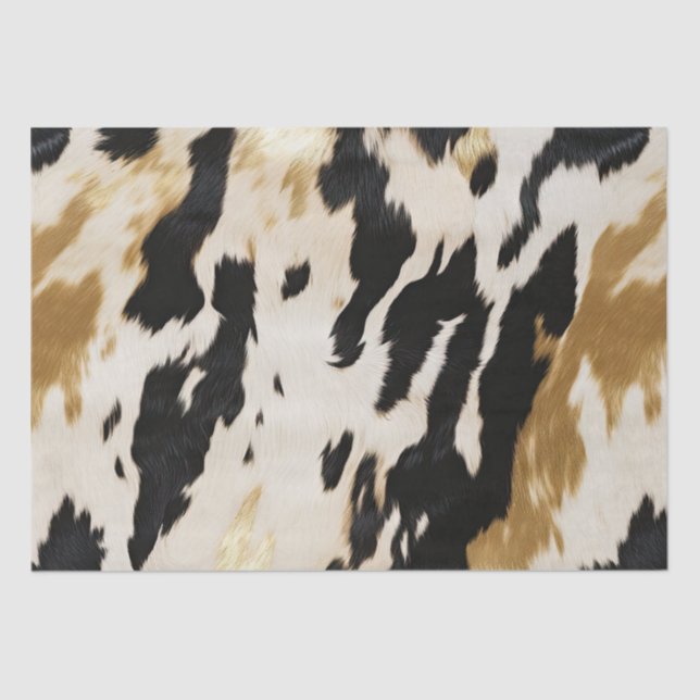 Black Ivory Gold Western Cowhide Seidenpapier (Vorderseite)