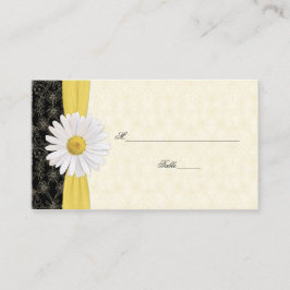 Black Ivory Gold White Daisy Wedding Platzkarten
