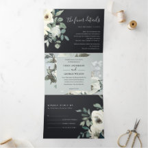 BLACK IVORY WHITE FLORAL WATERCOLOR BUNCH WEDING