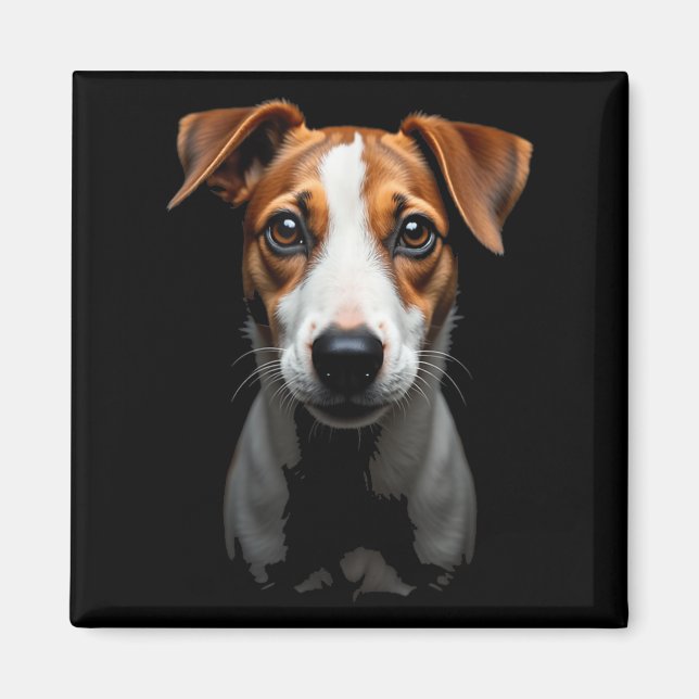 Black Jack Russell Terrier Dog Jack Russell Face Magnet (Vorne)