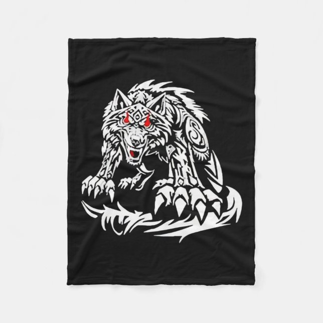 Black Jacob Fatu Wolf Fleecedecke (Vorderseite)