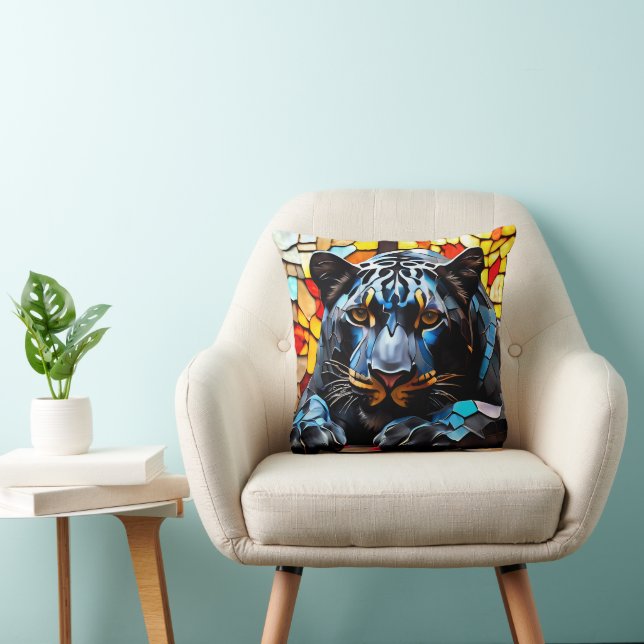 Black Jagua Mosaic-Hartglas Kissen (Stuhl )