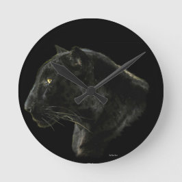 Black Jaguar Big Cat Animal-Lover's Wall Clock Runde Wanduhr