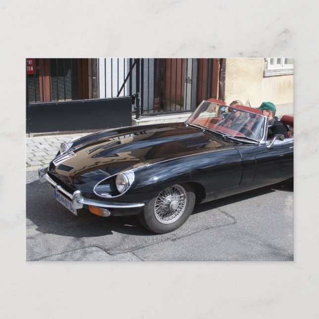 Black Jaguar E Type Postkarte (Vorderseite)