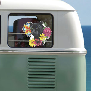 Black Jaguar Portrait Blume Aufkleber