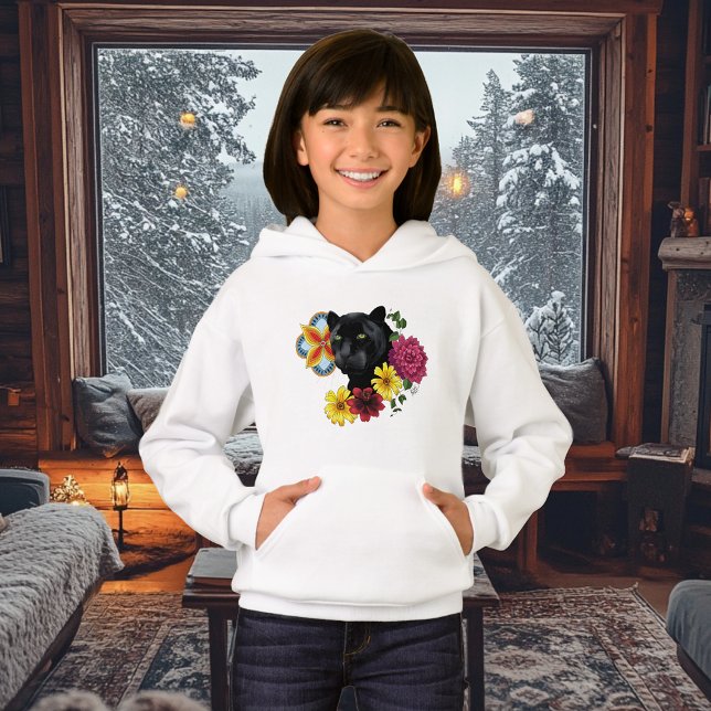 Black Jaguar Portrait Blume Hoodie (Von Creator hochgeladen)