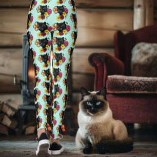 Black Jaguar Portrait Blume Leggings