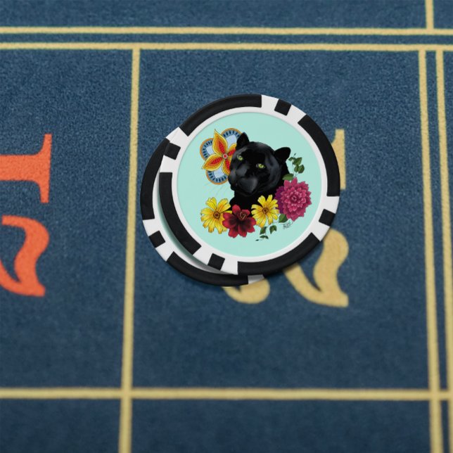 Black Jaguar Portrait Blume Pokerchips (Von Creator hochgeladen)