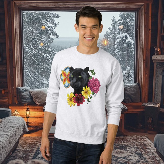 Black Jaguar Portrait Blume Sweatshirt (Von Creator hochgeladen)