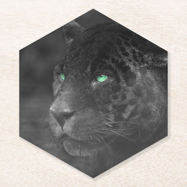 Black Jaguars Emerald Gaze Untersetzer (Vorderseite)