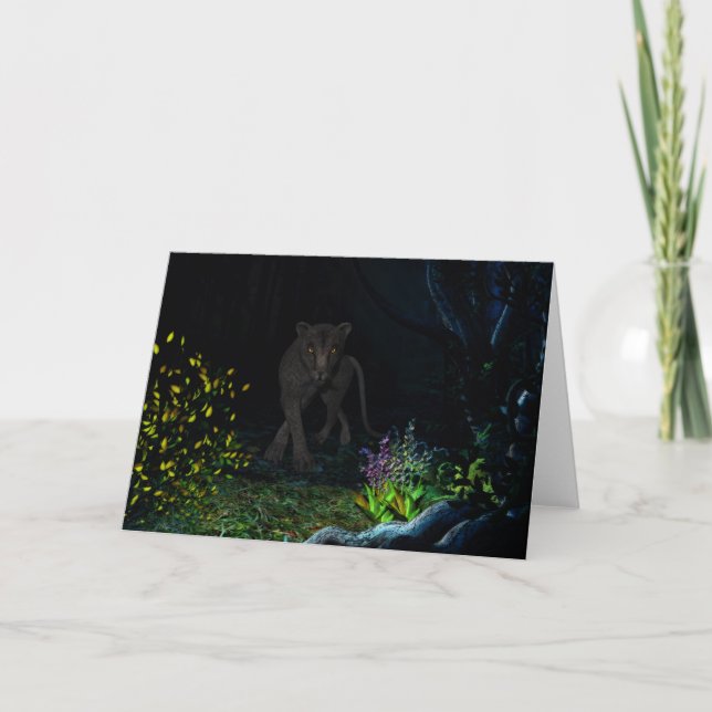 Black Jaquar in the Woods Greeting Card Karte (Vorderseite)