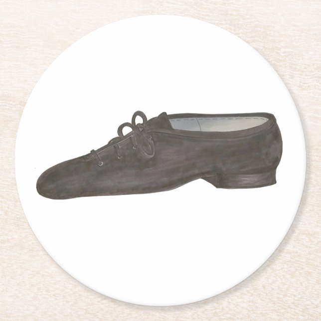 Black Jazz Dance Shoe Dancer Birthday Party Runder Pappuntersetzer (Vorderseite)