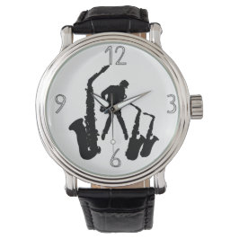Black Jazz Sax Jazzman 2 Moderne Zahlen 5 Armbanduhr