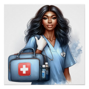 Black Job African American Doctor Nurse Sista Poster