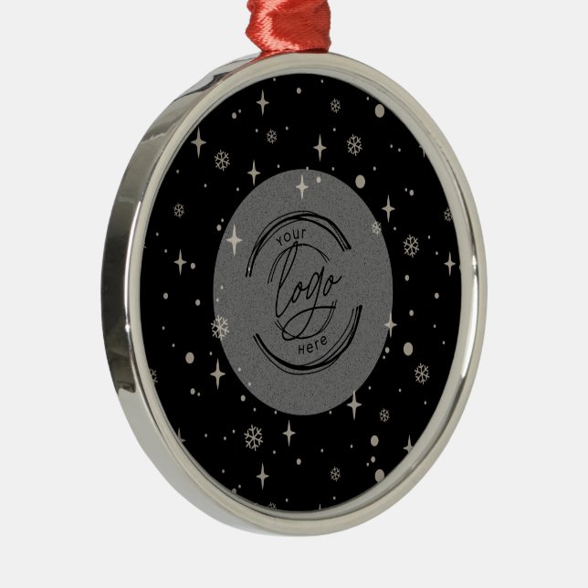 Black Jolly Christmas Business-Logo Elegant Chic Ornament Aus Metall (Rechts)