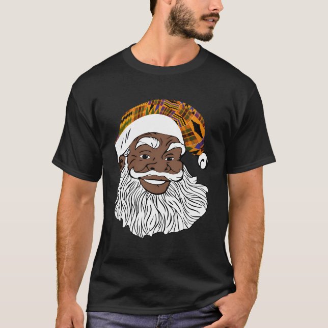 Black Jolly Santa African American Santa Kente T-Shirt (Vorderseite)