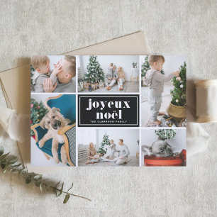 Black Joyeux Noël Retro-Typografie-Fotocollage Feiertagskarte