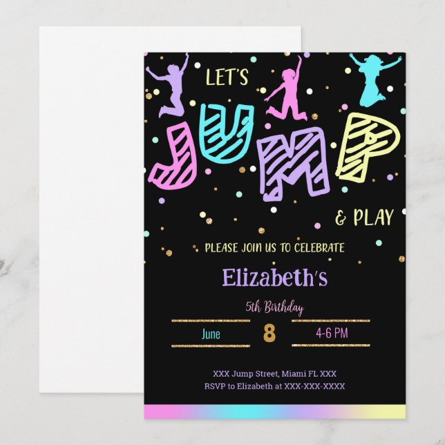 Black Jump Birthday Einladung (Vorne/Hinten)