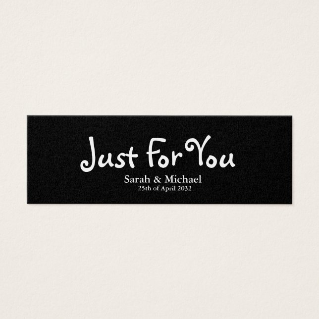 Black 'Just For You' Gastgeschenk Hochzeit Gift-Ta (Vorderseite)