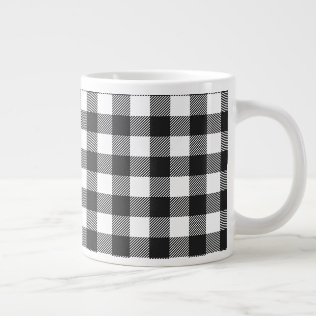 Black Kariert Buffalo Karo Pattern Jumbo-Tasse (Rechts)