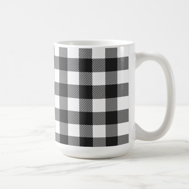 Black Kariert Buffalo Karo Pattern Kaffeetasse (Rechts)