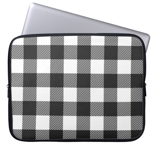 Black Kariert Buffalo Karo Pattern Laptopschutzhülle (Vorderseite)