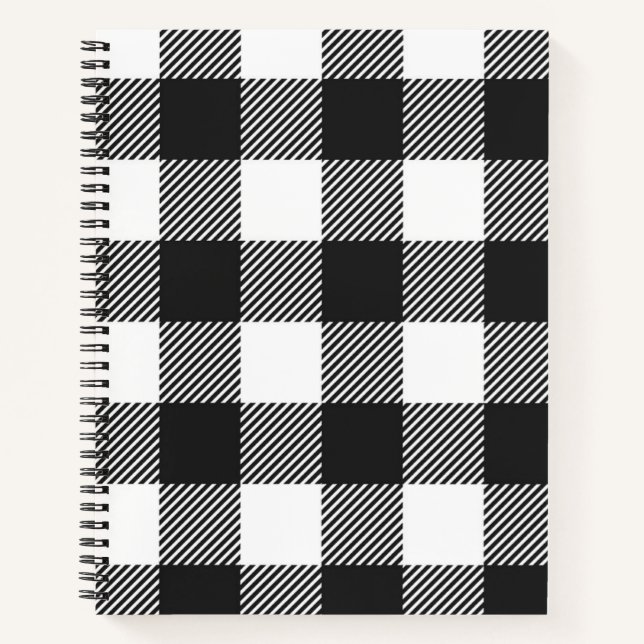 Black Kariert Buffalo Karo Pattern Notizbuch (Vorderseite)