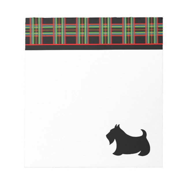 Black Kariert Scottish Terrier Notepad Notizblock (Vorderseite)