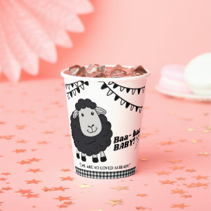 Black Kawaii Little Lamb Baby Dusche Pappbecher