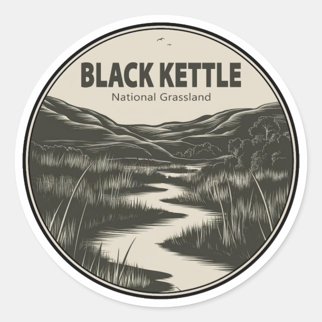 Black Kettle National Grassland Stream Runder Aufkleber (Vorderseite)