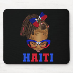Black Kid Afro Messy Bun Haitian Girl Haiti Indepe Mousepad