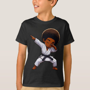 Black Kid Karate Funny Dabbing Afro Black Belt Boy T-Shirt