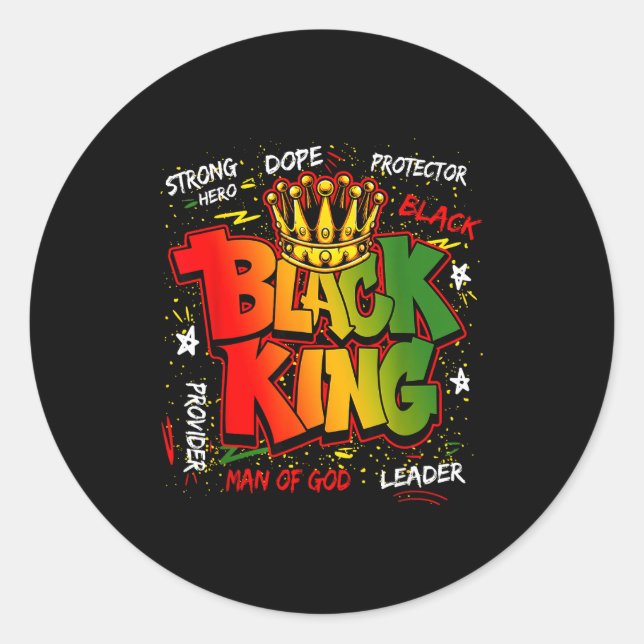 Black King Man Of God Strong Hero Black History Me Runder Aufkleber (Vorderseite)