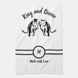 Black Kings and Queens Black Leo Lion and Lioness Geschirrtuch