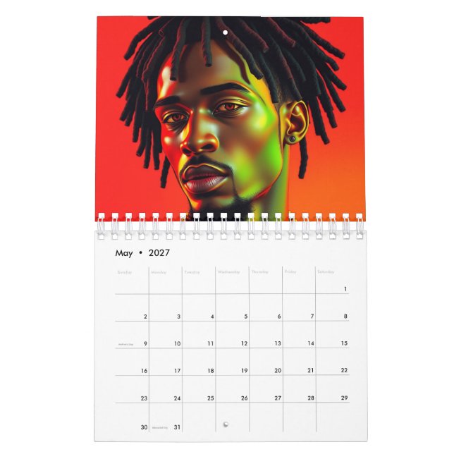 Black Kings Melanin Men Afrozentric Bruh Dreadlock Kalender (Mai 2027)
