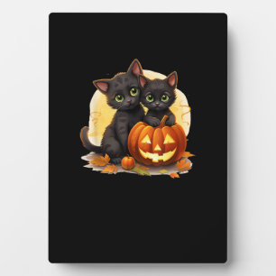Black Kitten Cats Pumpkin Halloween Kürbislaterne Fotoplatte