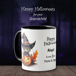 Black Kitten Hexenhut Kids Halloween Tasse