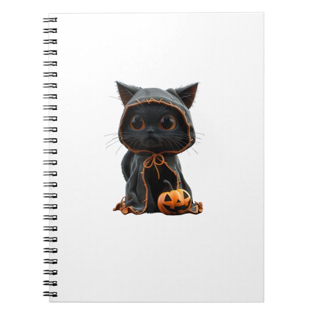 Black Kitten in Pumpkin Cape - Halloween Design Notizblock (Vorderseite)