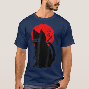 Black Kitten Ninja Cat Kitty Japanisch Samurai Cat T-Shirt
