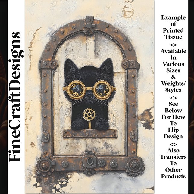 Black Kitten Peeking durch Loch AP1 Decoupage Seidenpapier (Von Creator hochgeladen)