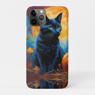 Black Kitten Pumpkin Vollmond Autumn Blätter Case-Mate iPhone Hülle