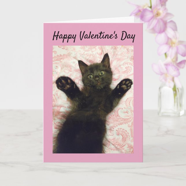 Black kitten Valentine's Day card Karte (Orchidee)